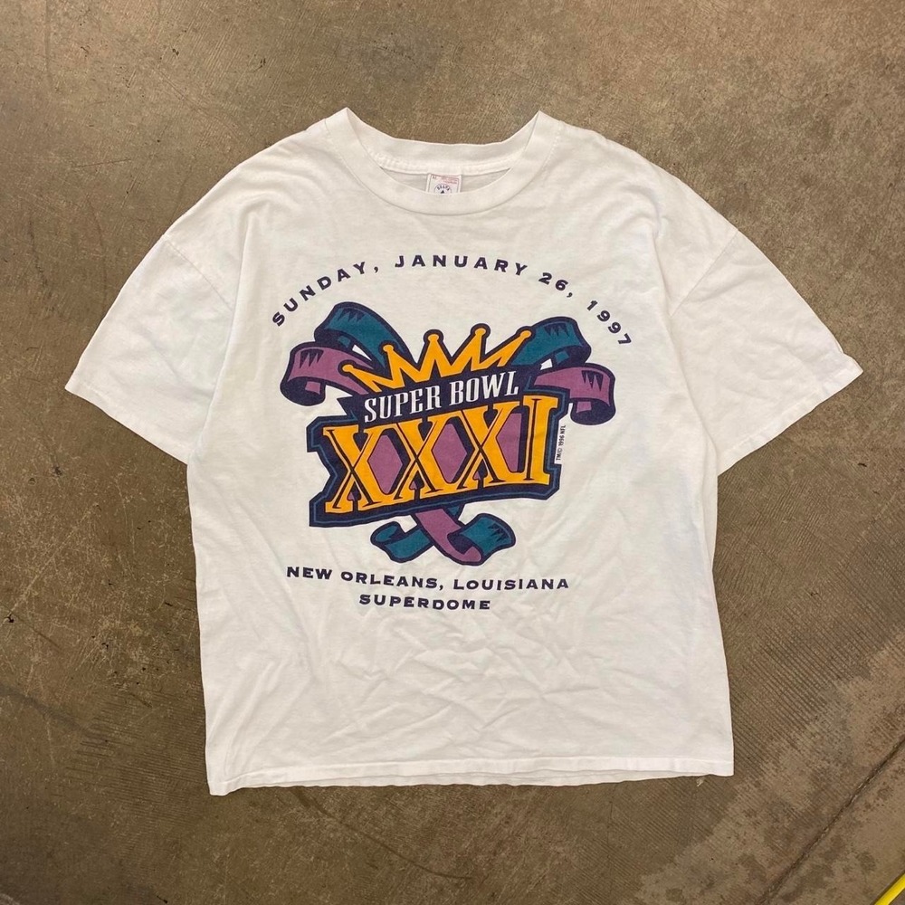 Vintage Super Bowl XXXI NFL Green Bay Packers 1997 New Orleans T-Shirt XL